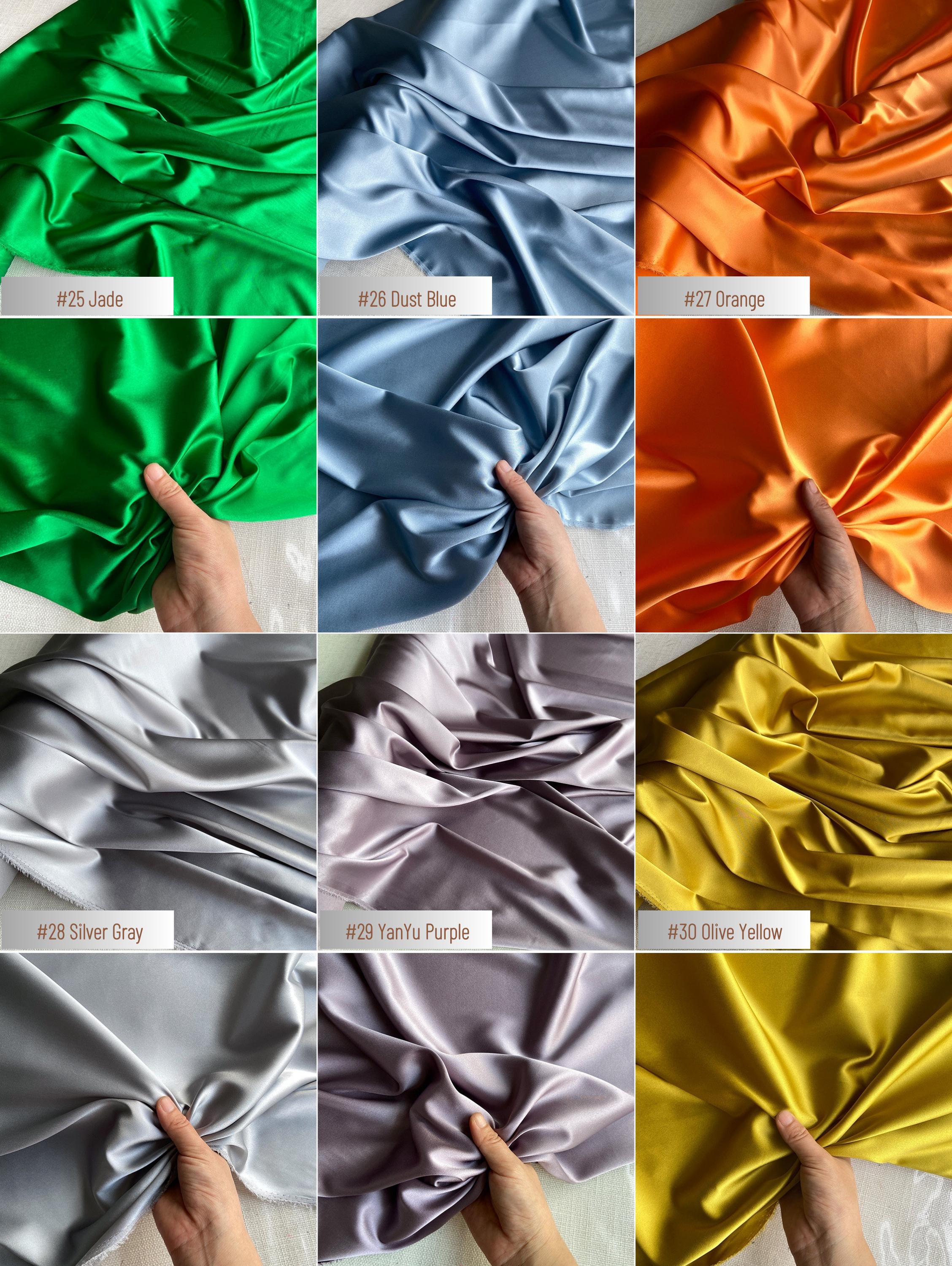 Stretch 90% Silk Charmeuse, 19 Momme solid 80 colors, 140cm wide by the yard