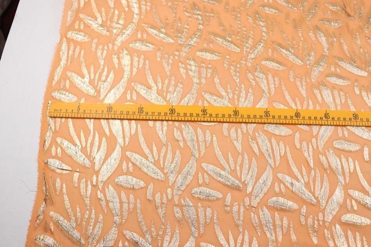 JFHCSD - 12 Momme Golden Thread Weave Silk Georgette Fabric - 135cm wide by the Yard