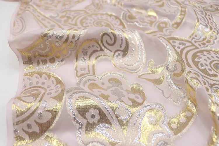 JFHFDJ - 15 Momme Golden Thread Weave Silk Georgette Fabric - 140cm wide by the Yard