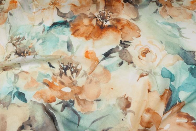 JFHGDF - 9 Momme Floral Print Silk Georgette Fabric - 140cm wide by the Yard