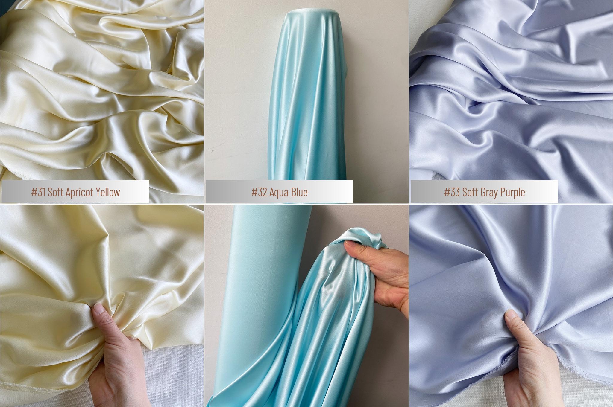 100% Silk Charmeuse, 22 Momme solid 50 colors, 140cm wide by the yard