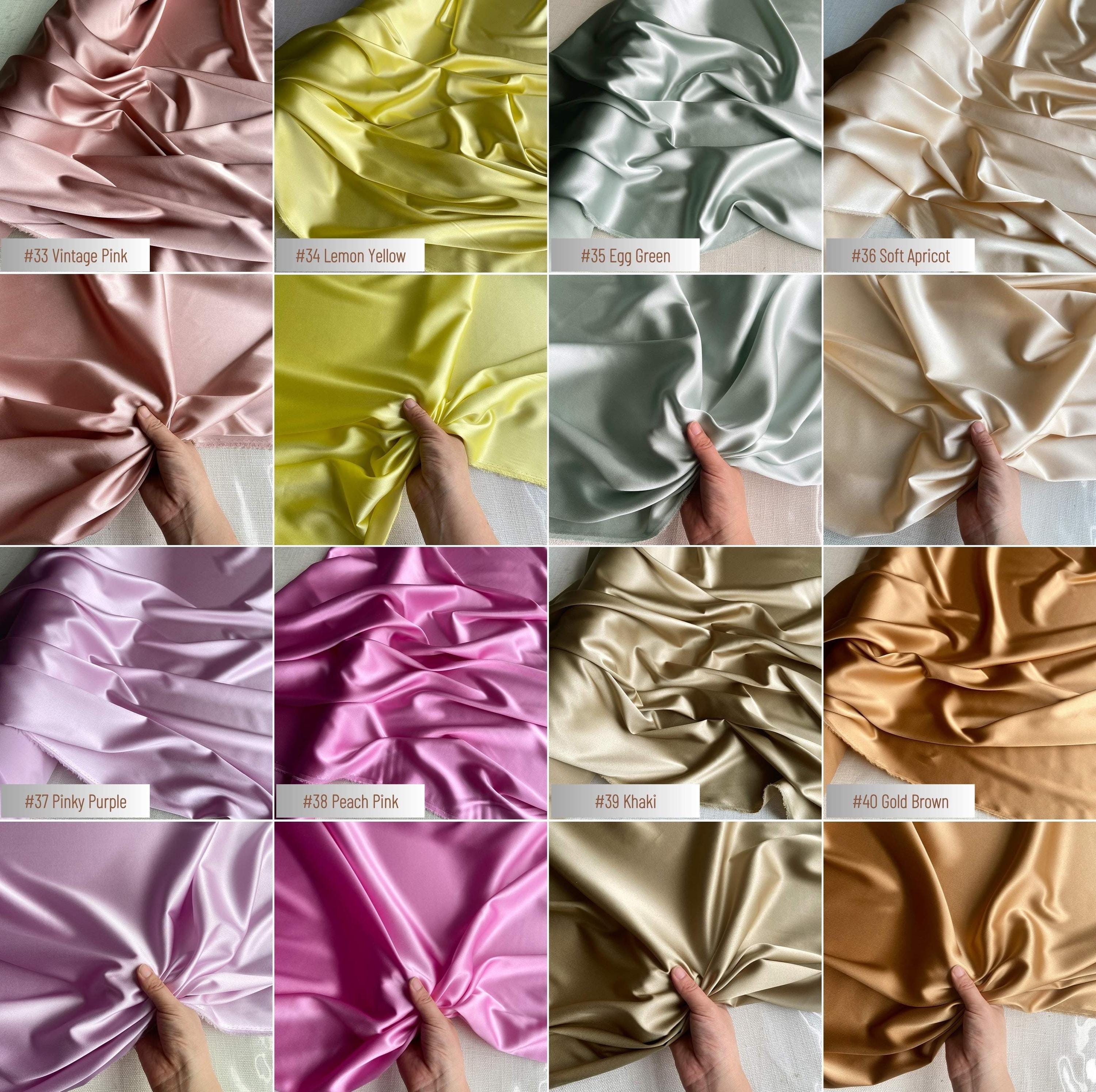 80 Colors Solid - 19 momme Stretch Silk Satin Fabric - 140cm wide by the Yard