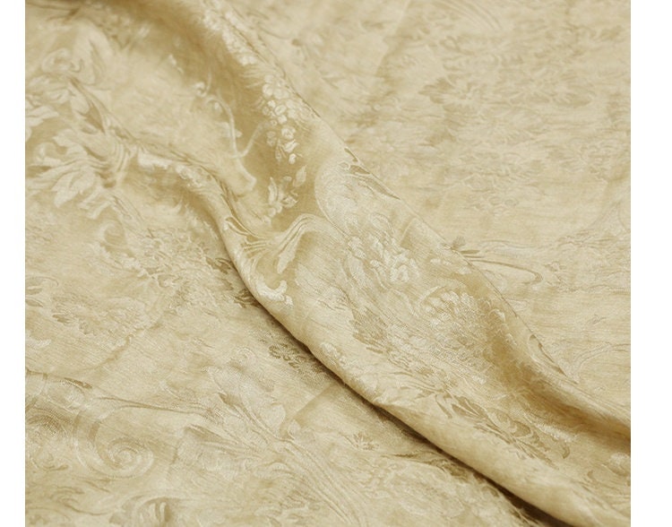 MOSALE - Handmade Silk and Linen for Designers Classical Jacquard Satin Mulberry Silk Fabric - 148cm wide by the Yard