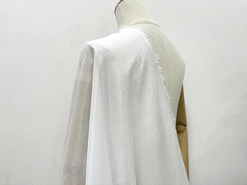 XLSMCB - 9 Momme 40% Silk 60 Cotton Pure White Blended Fashion Fabric - 140cm wide by the Yard