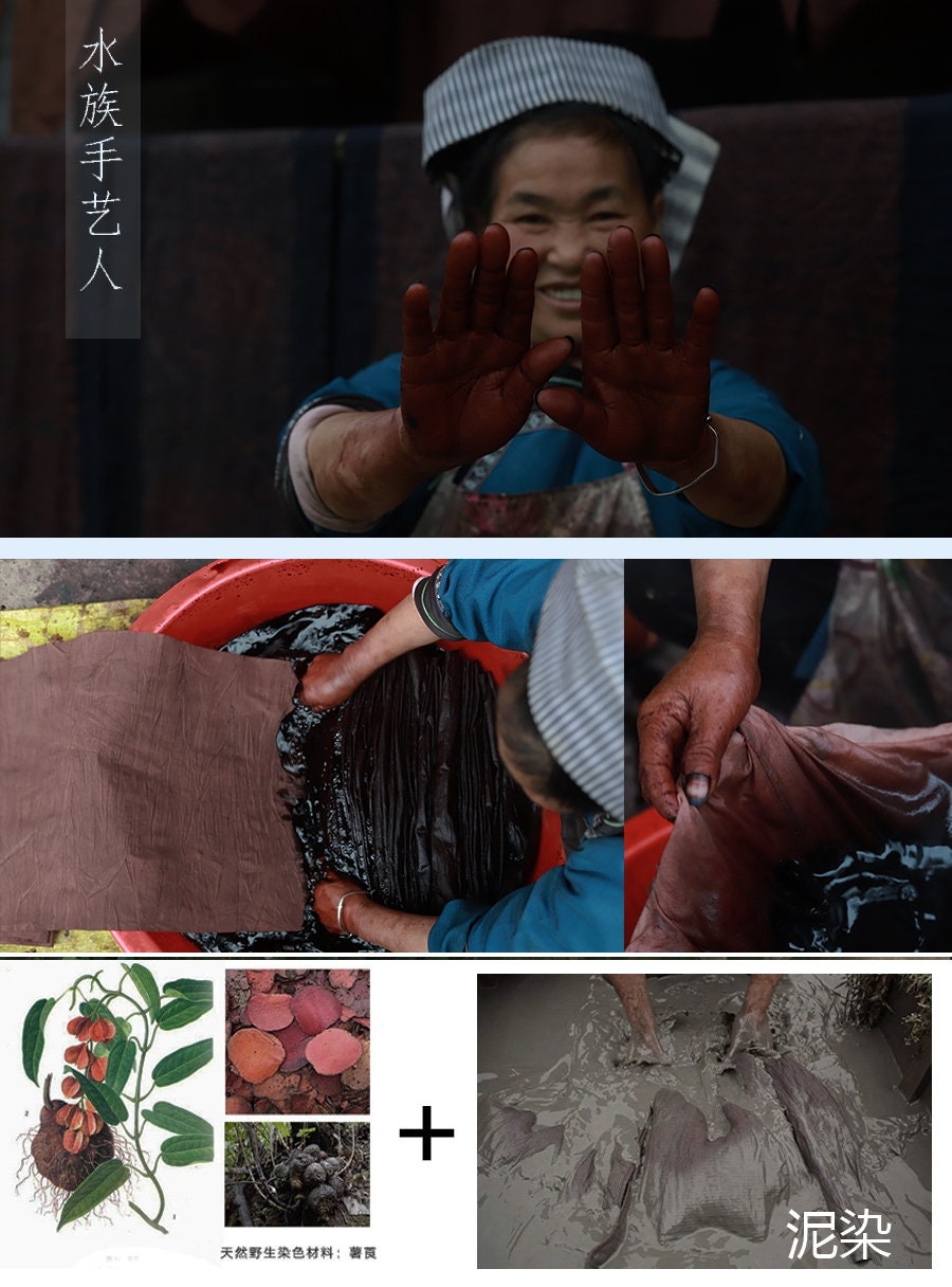 HUI Jacquard Cotton Fabric/Eco-Friendly Traditional Chinese Plant Dye Fabric/Earth Color Cotton Fabric By the Yard