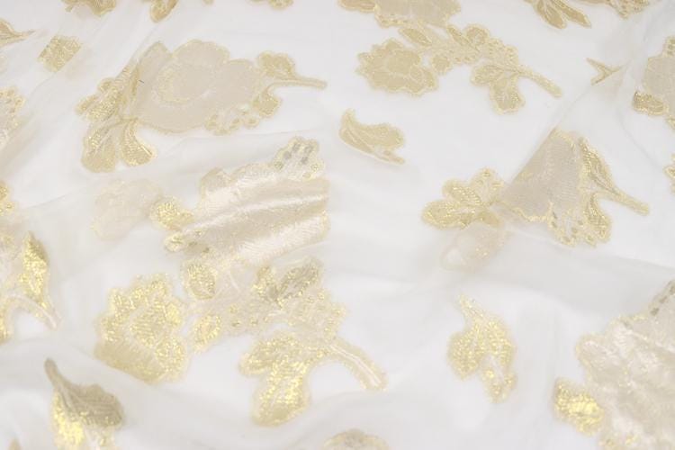 JFHBDH - 8 Momme Golden Thread Weave Silk Georgette Fabric - 112cm wide by the Yard