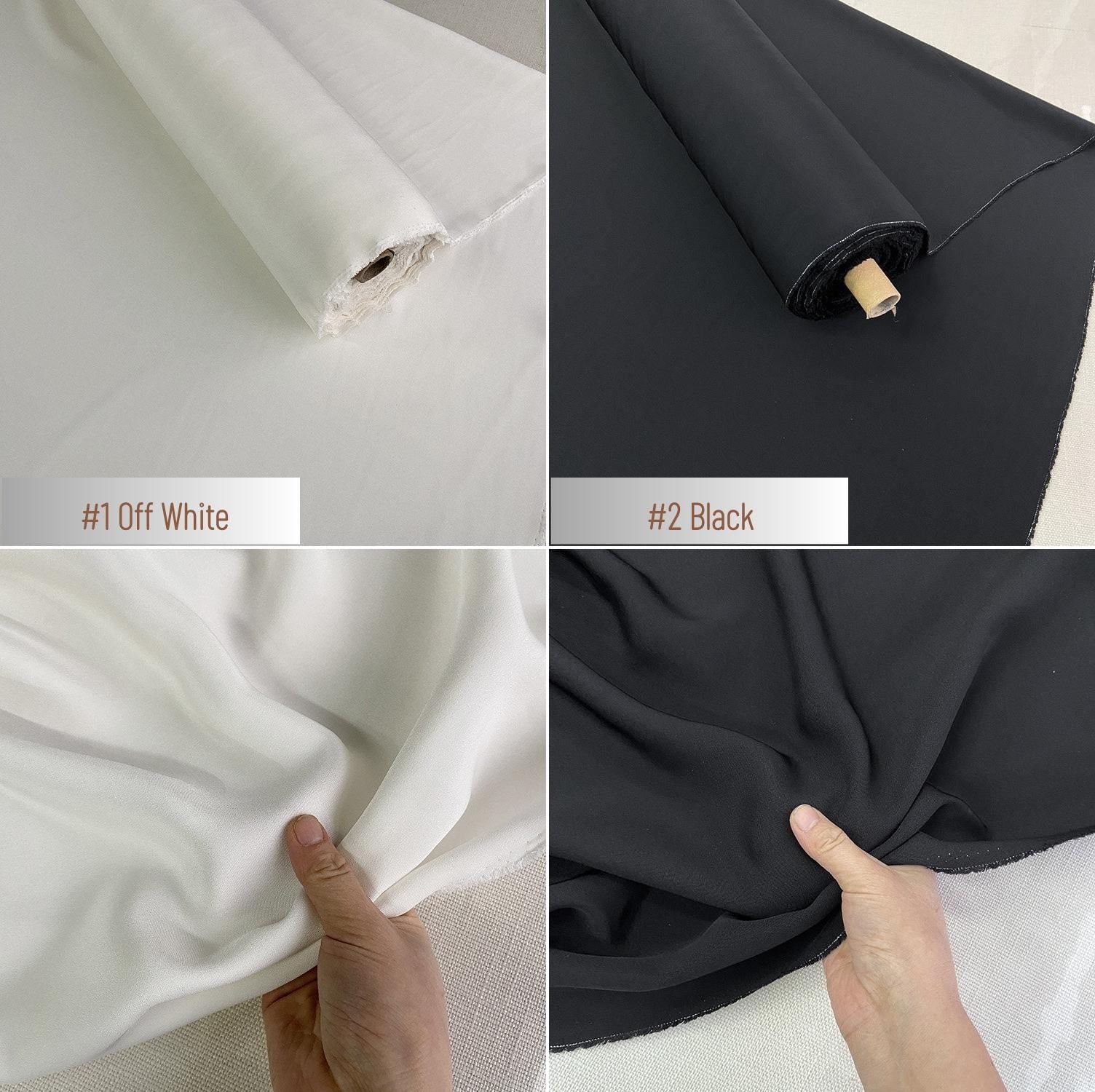 Heavy 40 Momme Silk Crepe de Chine Fabric – 114cm Wide, 24 Colors, Luxury Drape