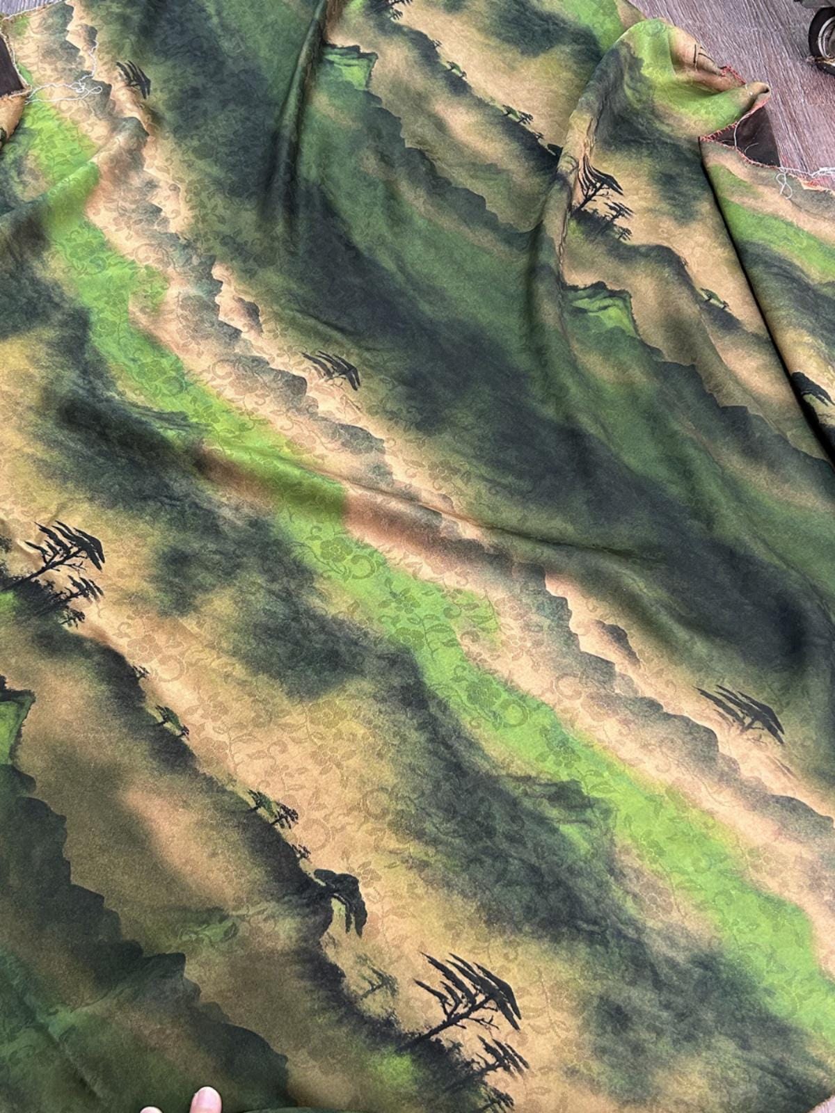 FNGJN - Handmade 25 Momme HUALUO Jacquard Mud Silk Fabric (Openwork texture) - 113cm by the Yard