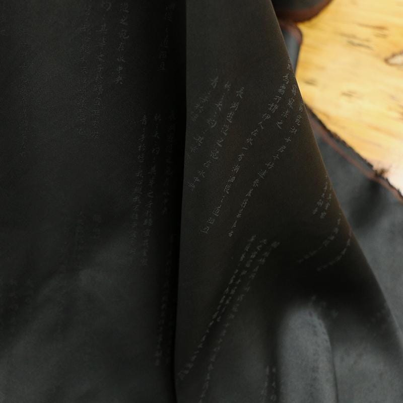 SIJING - 22 Momme Handmade Black Brown Sangbo Satin Gambiered Ganton Silk Fabric - 110cm by the Yard