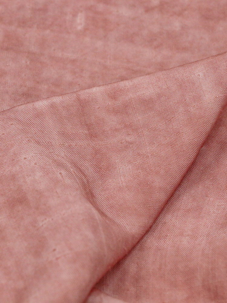 OLDH -  Handmade Gambiered Ganton Tussah Silk Fabric - 110cm wide by the Yard