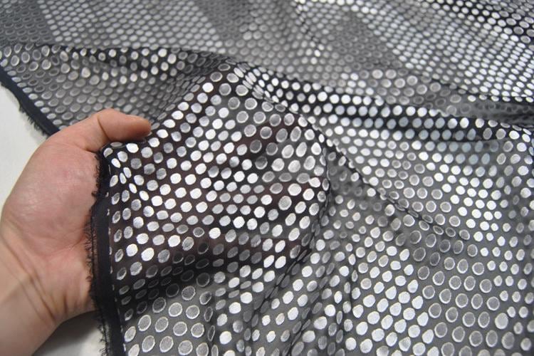 JFHBDYH - Silk Devore Satin Fabric,  14 Momme Burnout Polka Dot , 138 cm Wide by the Yard