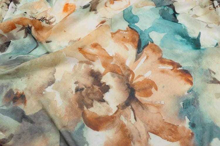 JFHGDF - 9 Momme Floral Print Silk Georgette Fabric - 140cm wide by the Yard
