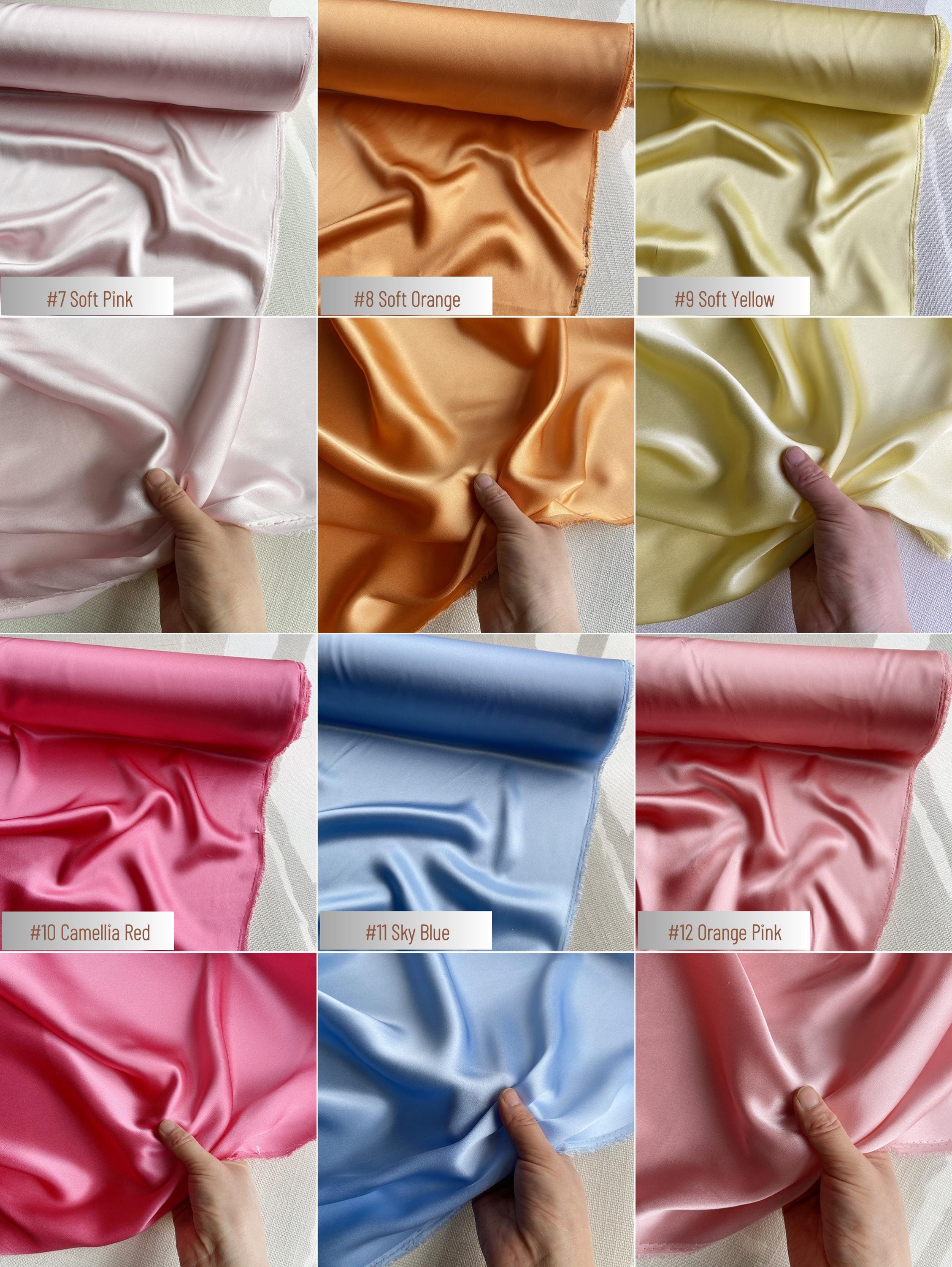 100% Silk Charmeuse, 19 Momme solid 60 colors, 114cm wide by the yard