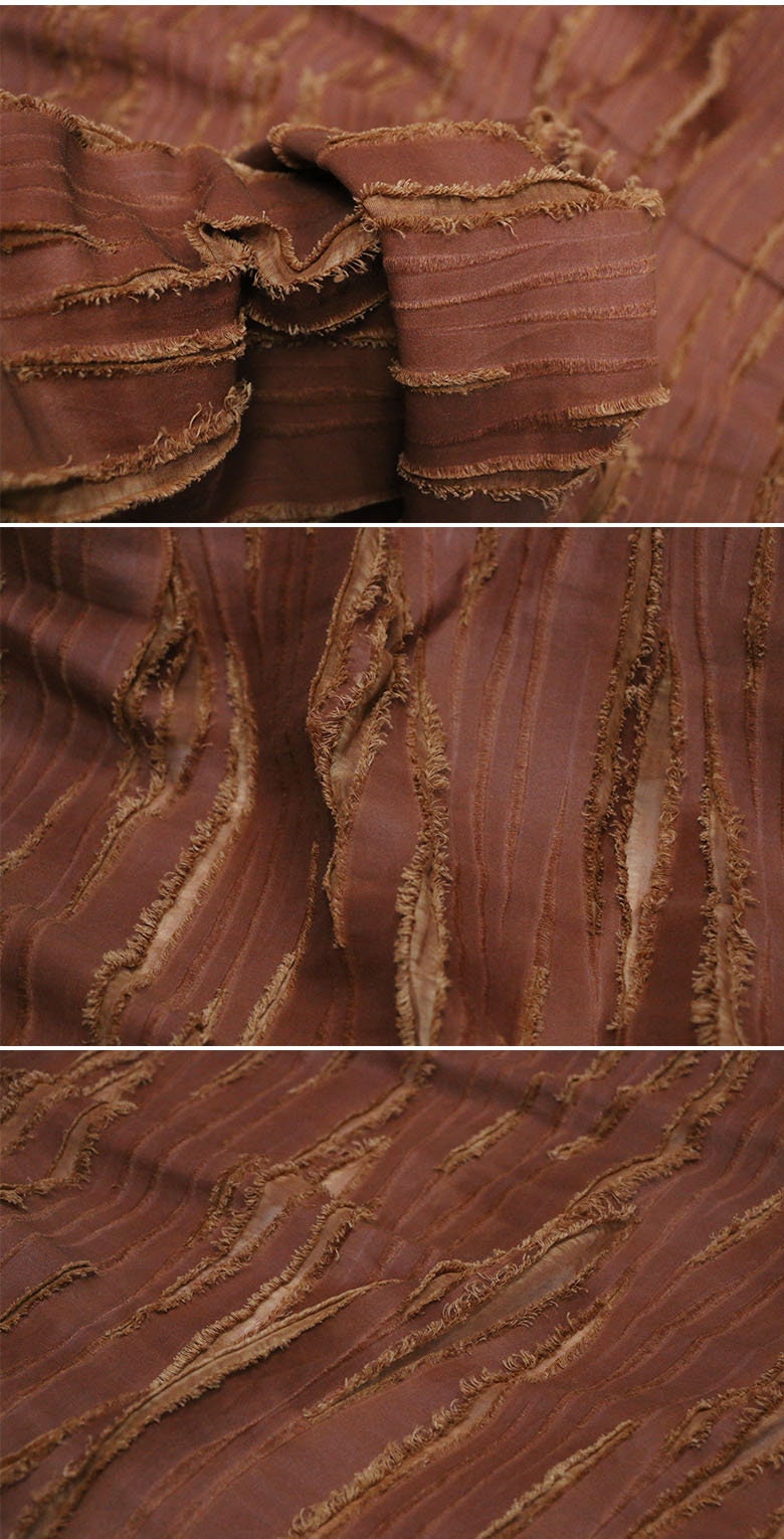 HONGLIANG - Handmade Plant Dye HongYunSha Special Cut Flower Silk Linen Fabric - By the Yard