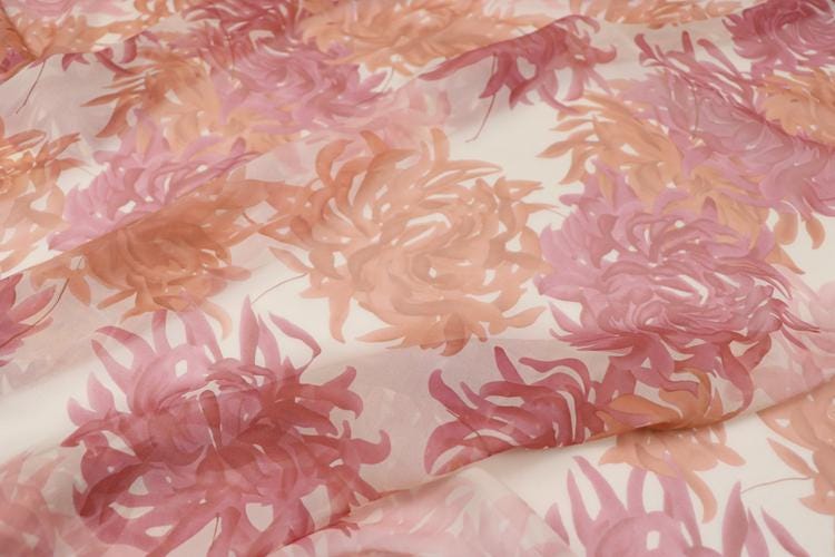 JFHHUD - 8 Momme Floral Print Silk Georgette Fabric - 140cm wide by the Yard