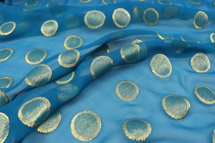 JFHLQQ  - 9 Momme Golden Thread Weave Silk Georgette Fabric - 115cm wide by the Yard