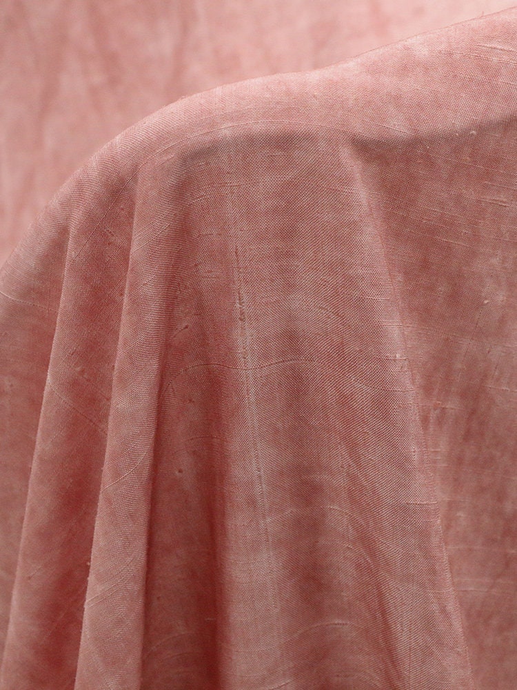OLDH -  Handmade Gambiered Ganton Tussah Silk Fabric - 110cm wide by the Yard