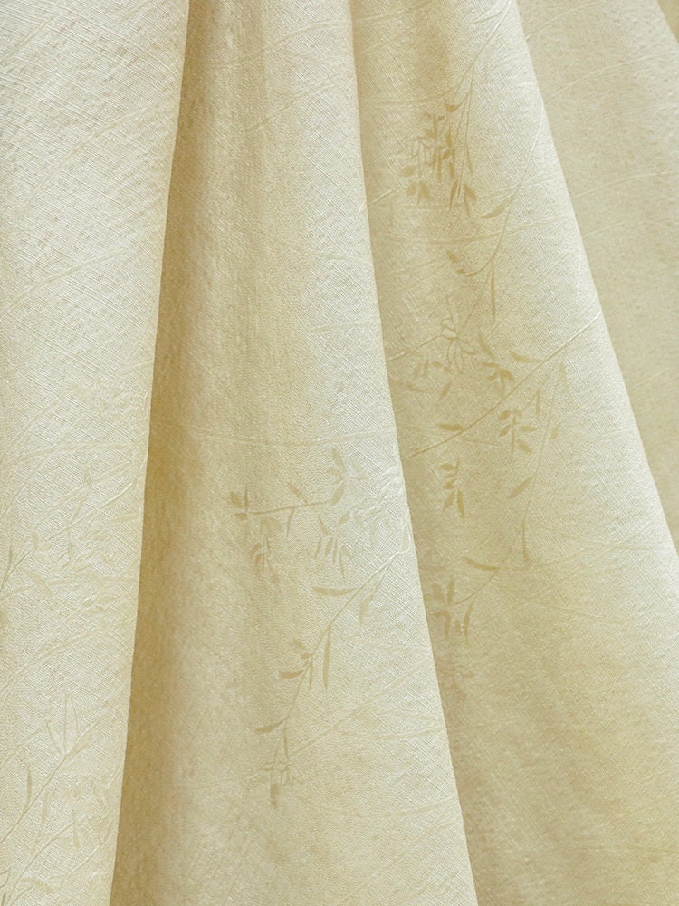DIRZHU - 19 Momme Dirty Dyed Jacquard Baboo Floral Tussah Silk Fabric - 135cm wide By the Yard
