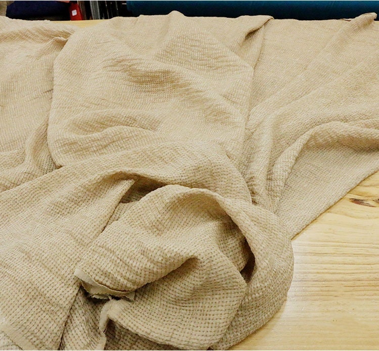 SOFABU - 17 Momme Vintage Style Dirty Dyed Pure Pigmented Jacquard Silk And Linen-Blend  Coarse Fabric - 137cm wide by the Yard