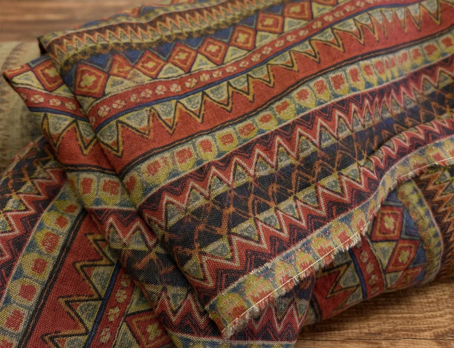 BJSHKE - 100% Linen, Vintage Style Digital Prints, 200 gram 135cm wide by the Yard