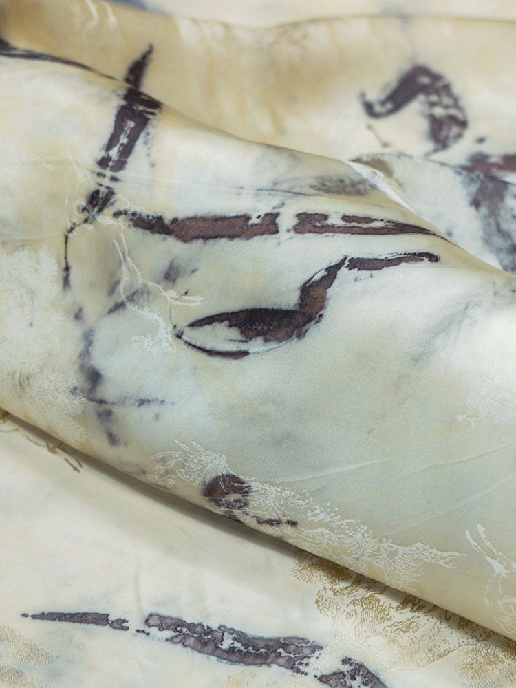 TUORA -  Handmade Jacquard Plant Dye Silk Fabric Silk Viscose Blend - 135cm wide by the Yard