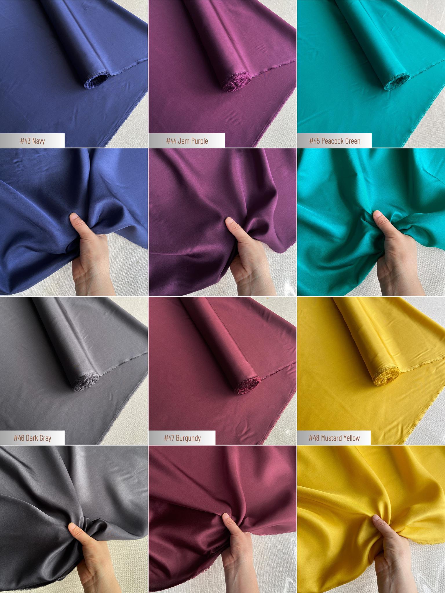 100% Silk Habotai, 10 Momme 50 Solid Colors Silk Fabric, 140cm wide by the Yard or Meter