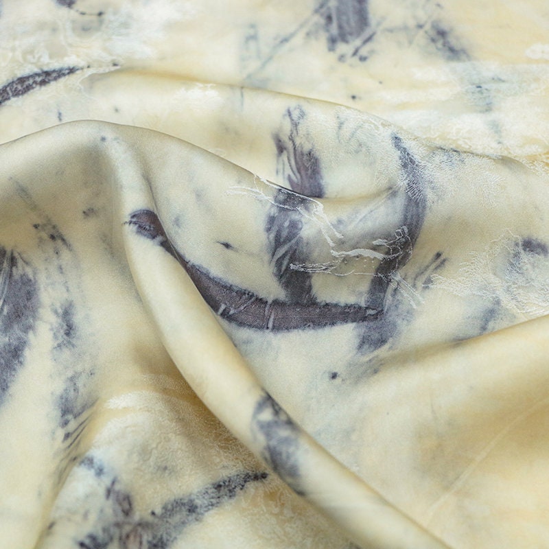 TUORA -  Handmade Jacquard Plant Dye Silk Fabric Silk Viscose Blend - 135cm wide by the Yard