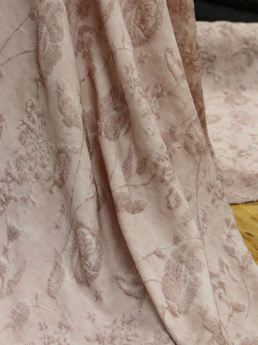 ZFENH - Handmade Dirty Pink Jacquard Gambiered Ganton Tussah Silk Fabric By the Yard