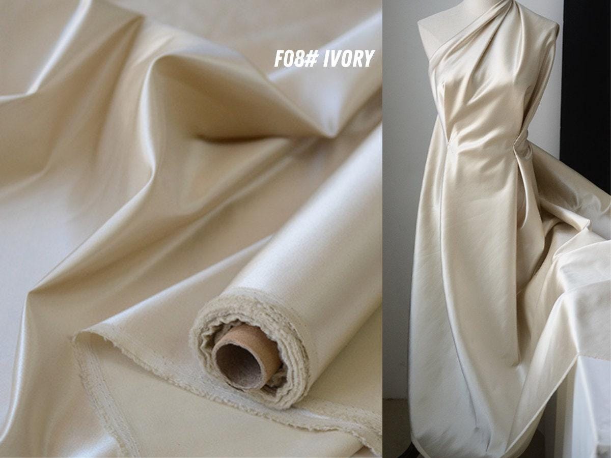 SHISEE - 12 Solid Colors 40 Momme Heavy Silk Wool Satin Fabric - 140cm wide by the Yard