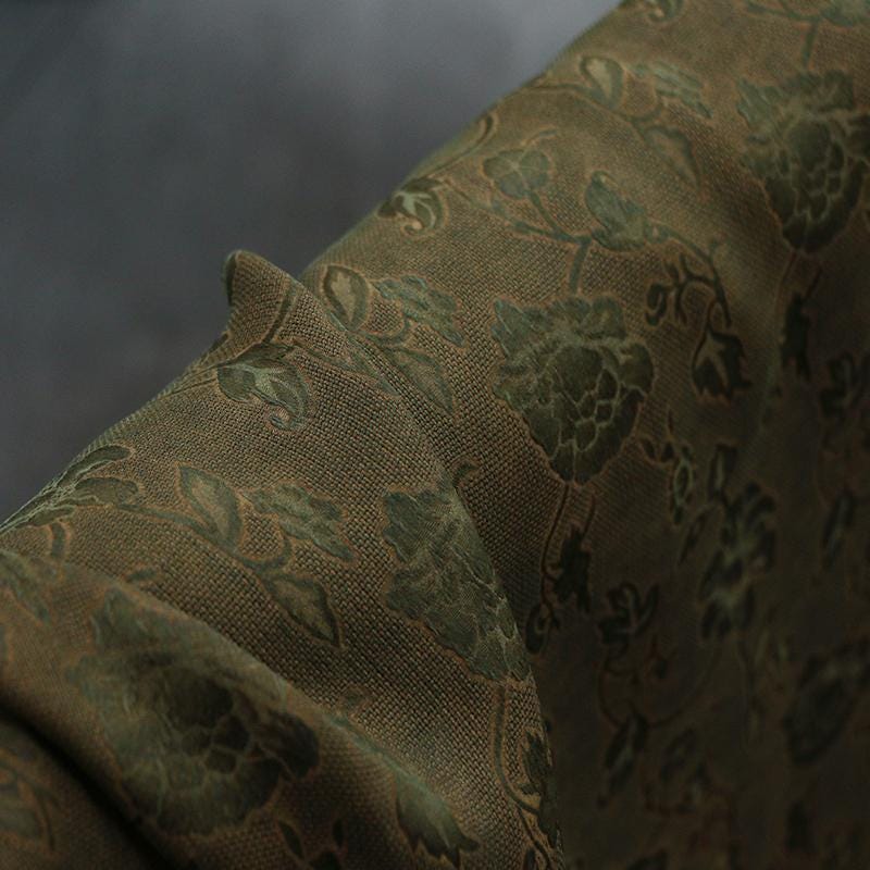 LZHLCY - Handmade 22 Momme HUALUO Natural-colored Flowers Jacquard Mud Silk Fabric (Openwork texture) - 130cm by the Yard
