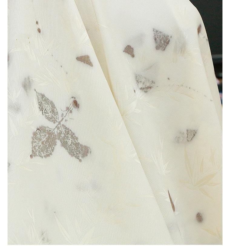 TURAYE - 19 Momme Handmade Jacquard Plant Dye Leaf Pattern Jacquard Perforated Silk Fabric Silk Rayon Blend - 128cm wide by the Yard