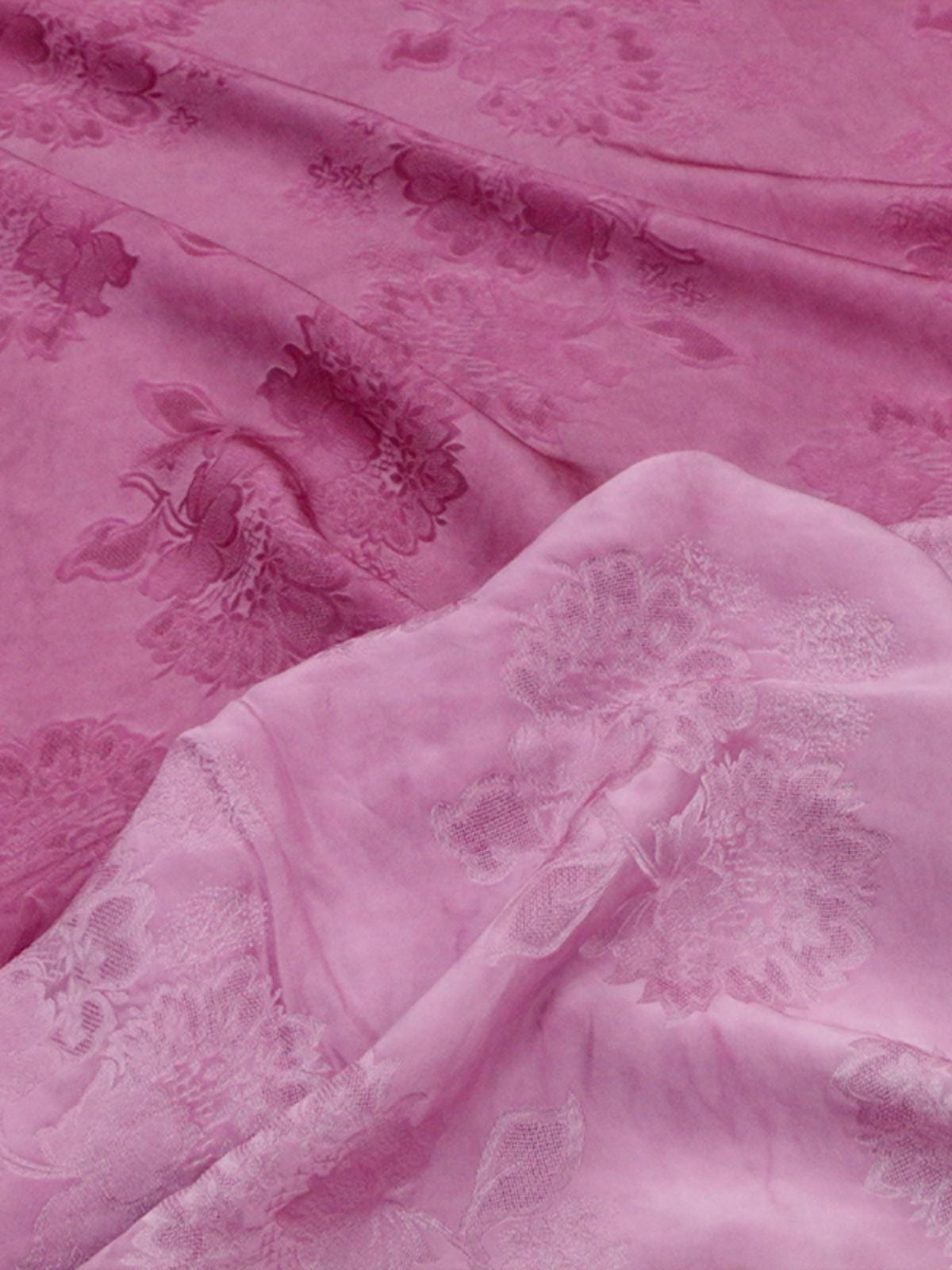 MEIFSN - 16 Momme Vintage Style Dirty Dyed Rose Pink Jacquard Sambo satin Satin Silk Fabric - 135cm wide by the Yard