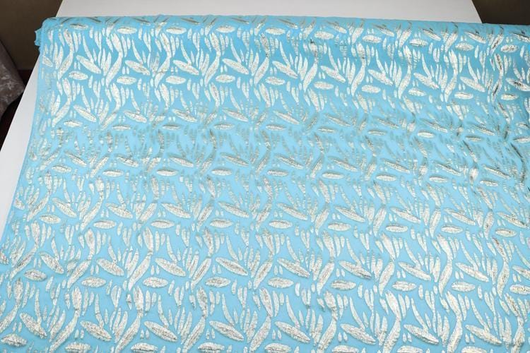 JFHDLS - 12 Momme Golden Thread Weave Silk Georgette Fabric - 135cm wide by the Yard