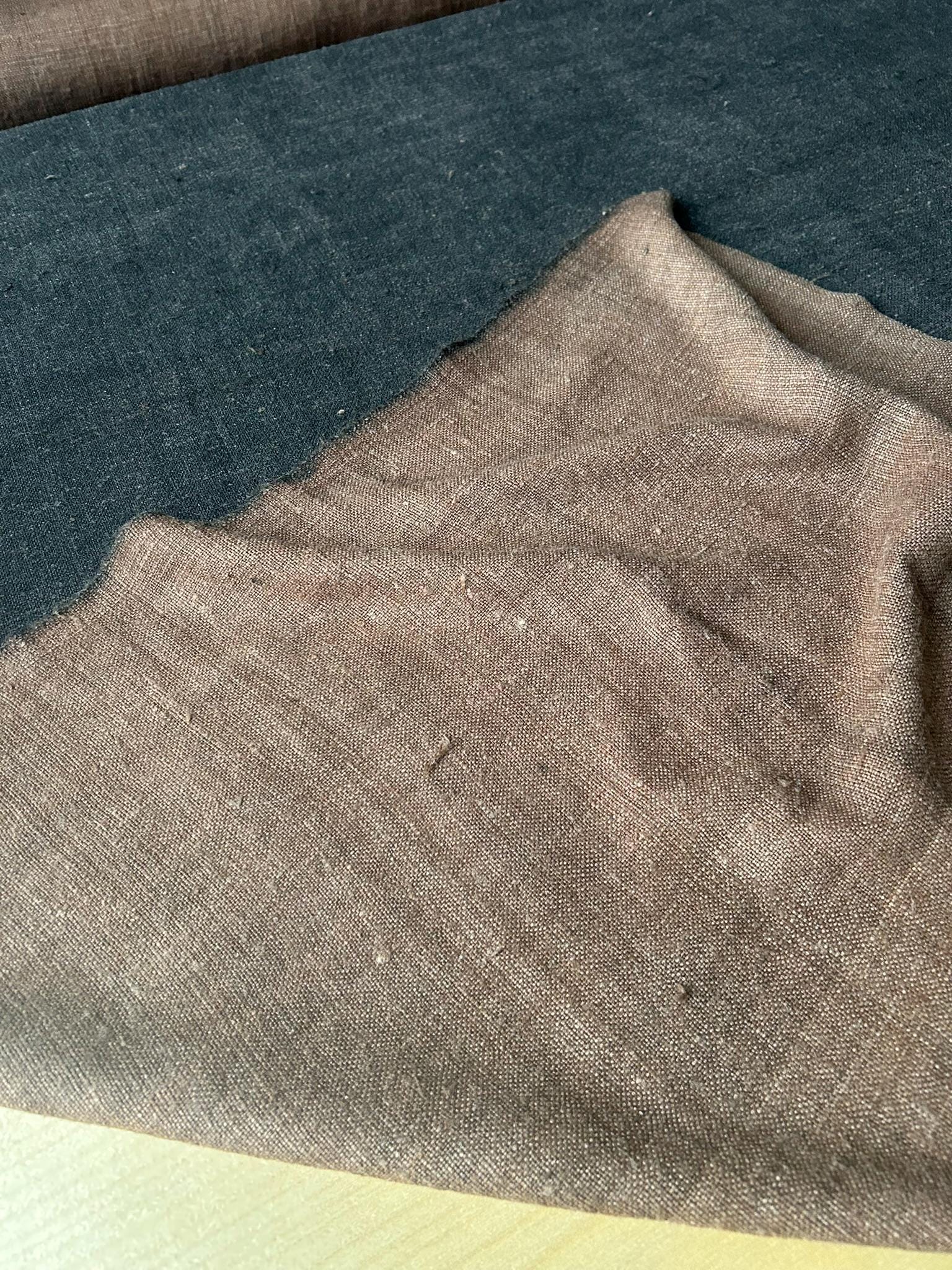 KCYEZUOSI - 78 Momme 100% Tussah Slub Mud Silk Fabric, Black and Brown,108cm wide by the Yard
