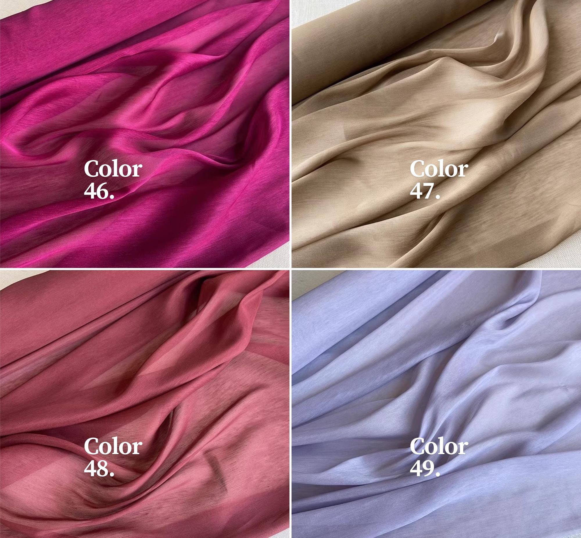 50C14SLIN - 14 momme 50 Solid Colors Silk Linen Fabric - 140cm wide by the Yard