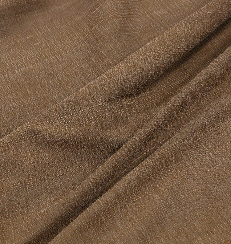 JILICHOU - 27 Momme  Handmade Gambiered Ganton Tussah Mud Silk Fabric - 130cm wide by the Yard