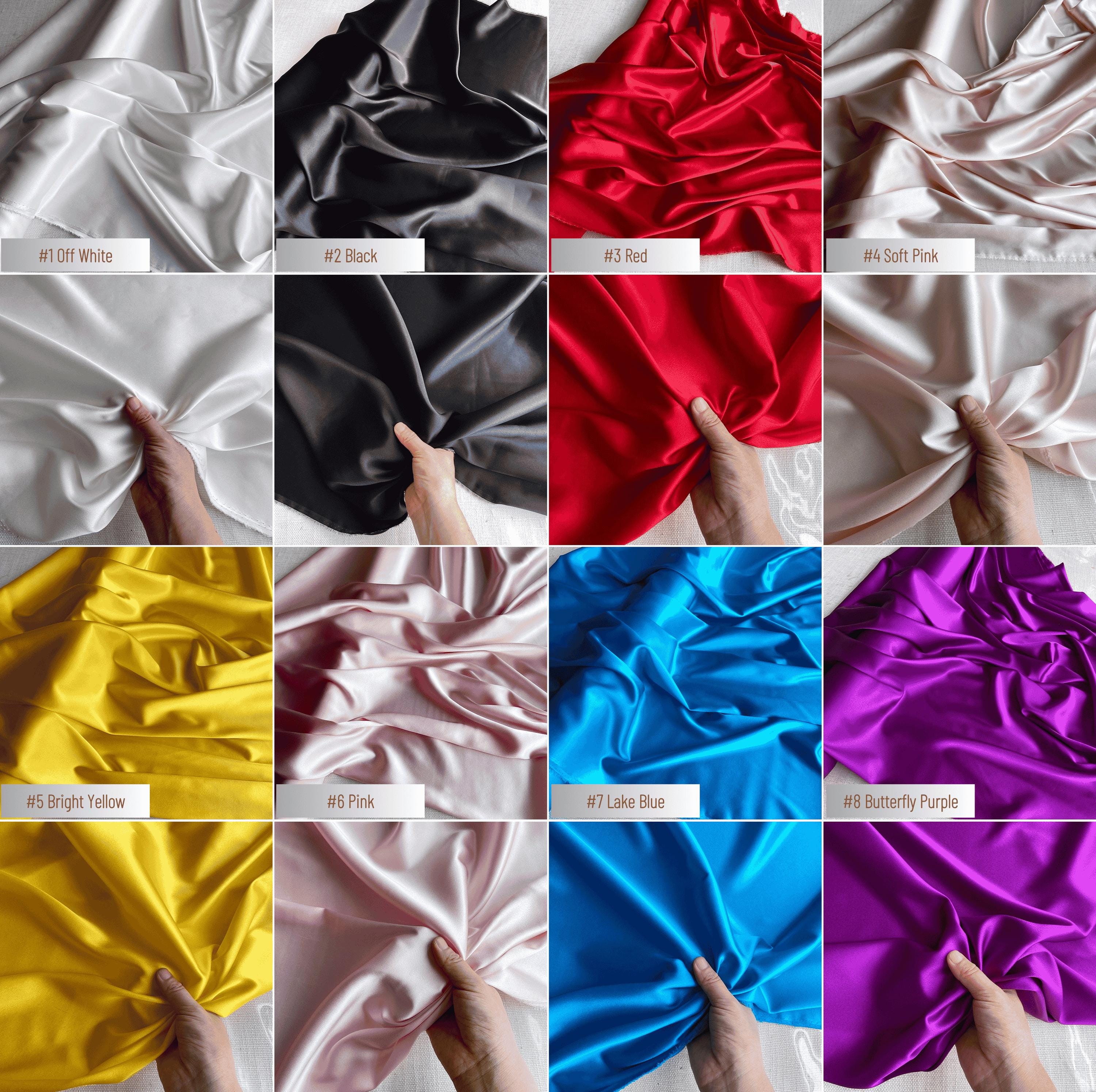 80 Colors Solid - 19 momme Stretch Silk Satin Fabric - 140cm wide by the Yard