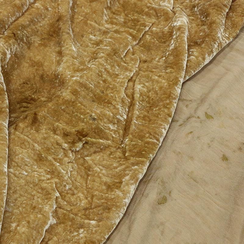 SMCHA - Handmade Vintage Black Tea Dyed Encrypted  Silk Velvet Fabric - 125cm wide by the Yard