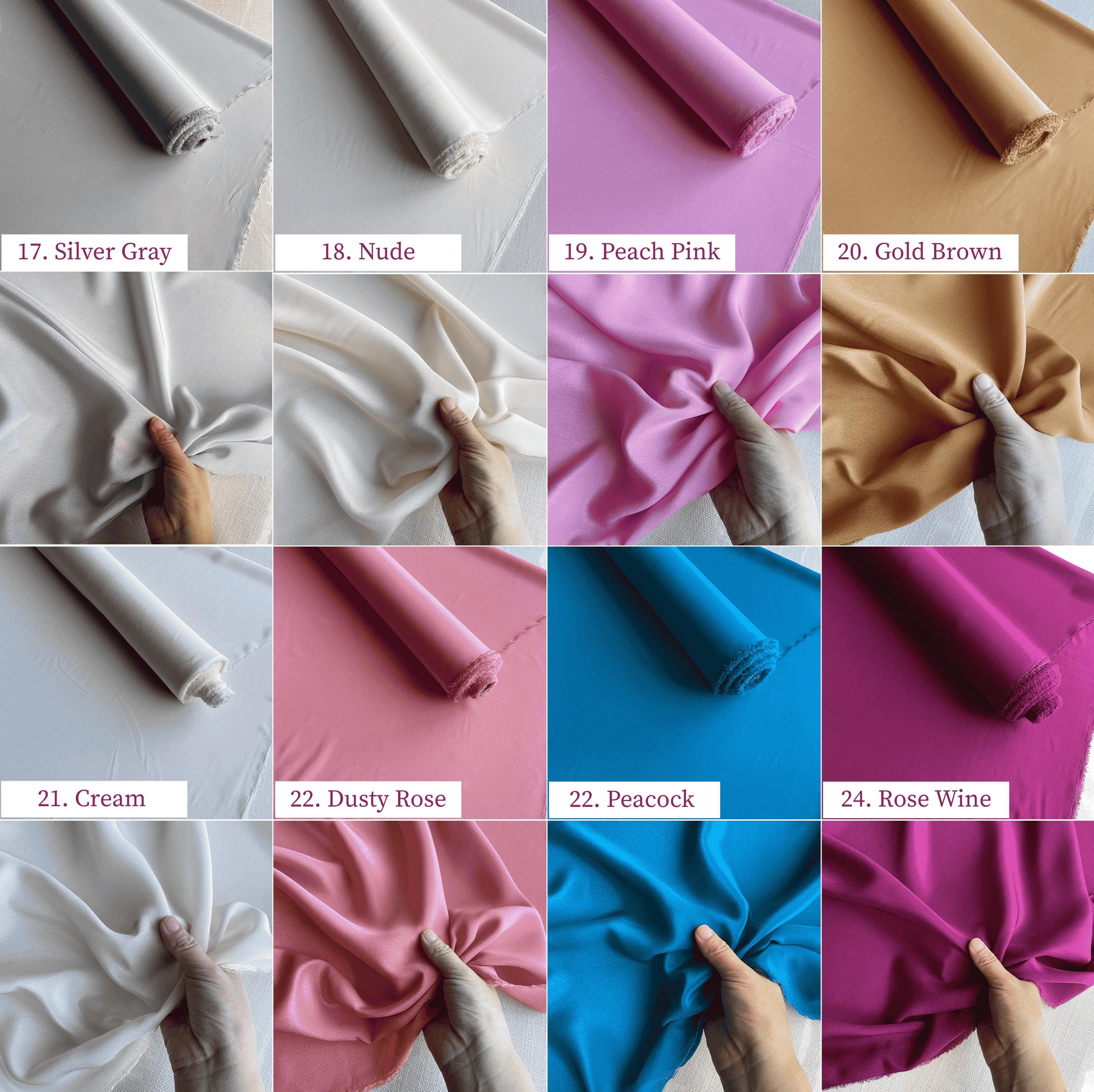 Silk Crepe de Chine, 12 momme 60 solid colors, regular supply silk fabric, 140cm wide by the yard