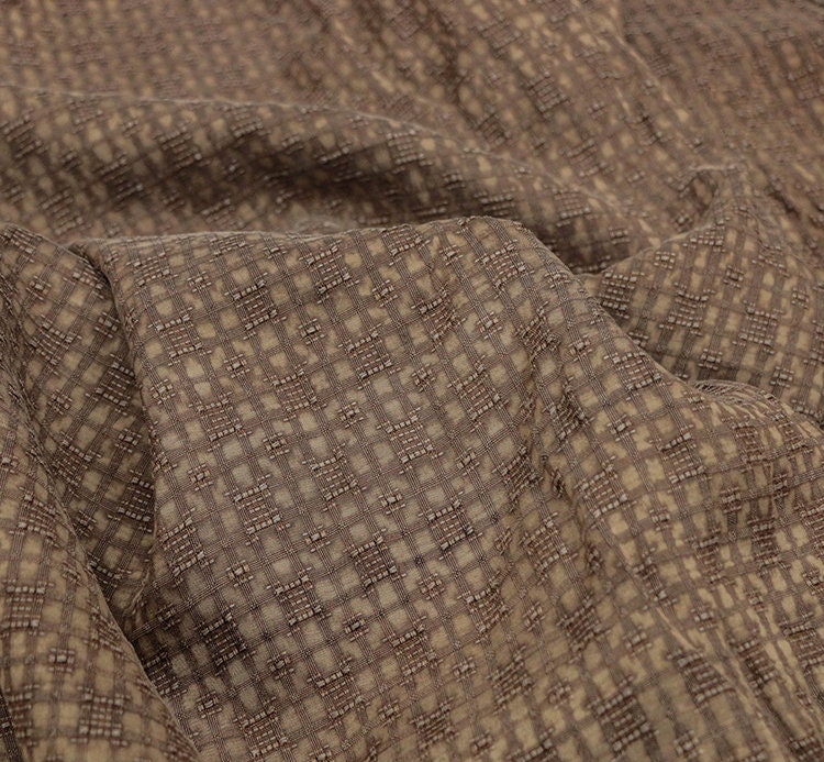 ZUCAN - 22 Momme Handmade Jacquard Tussah Silk Mud Silk Fabric - 120cm by the Yard