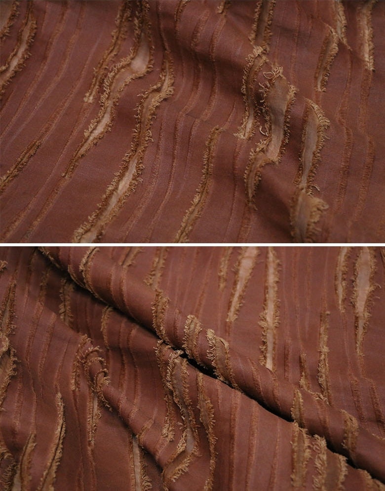 HONGLIANG - Handmade Plant Dye HongYunSha Special Cut Flower Silk Linen Fabric - By the Yard