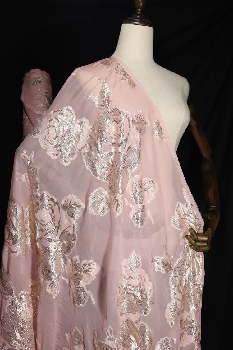 JFHFDH - 14 Momme Golden Thread Weave Silk Georgette Fabric - 140cm wide by the Yard