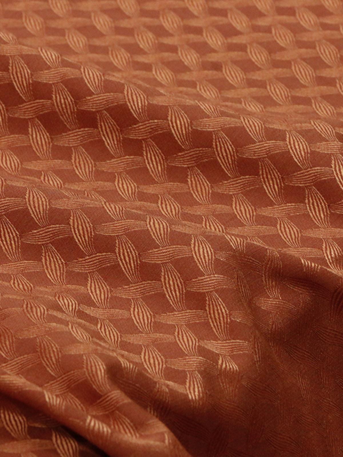 SIMOSZ - 25 Momme Caramel Color Cross Texture Jacquard  Mulberry Silk Wool  Blend Silk Fabric - 138cm wide by the Yard