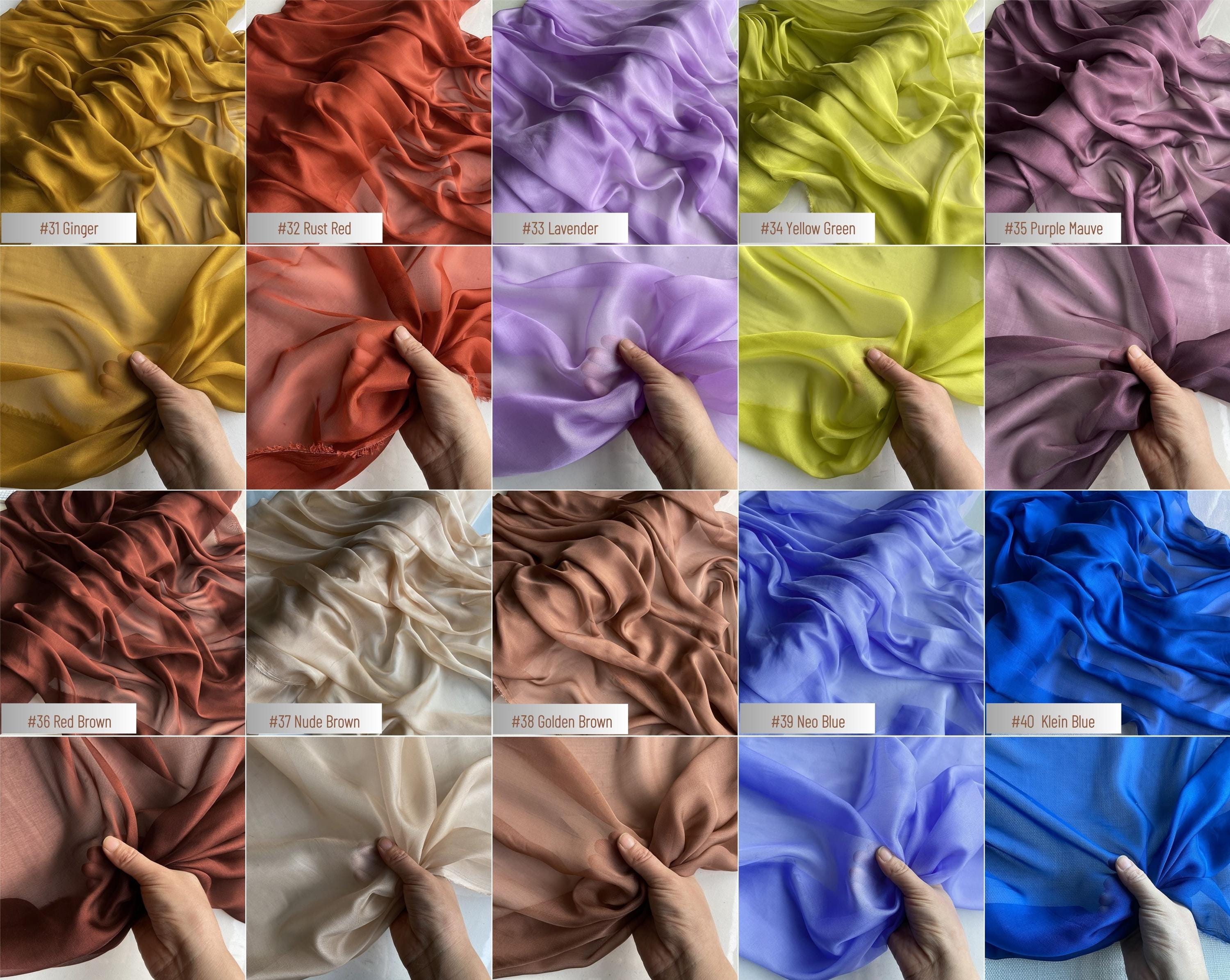100% Silk Chiffon Fabric, 6 Momme 140cm wide by the Yard, 60 colors regular supply