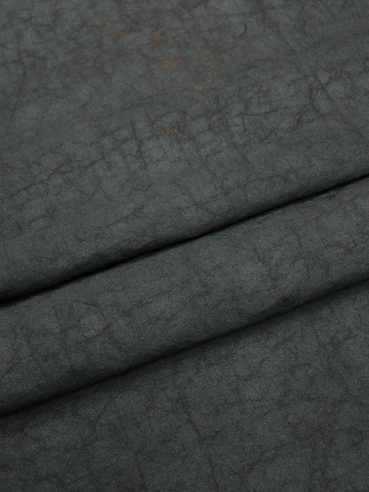 CRACKS - Black and Brown 22 Momme Handmade Plant Dye Mud Silk Fabric, 110cm by the Yard