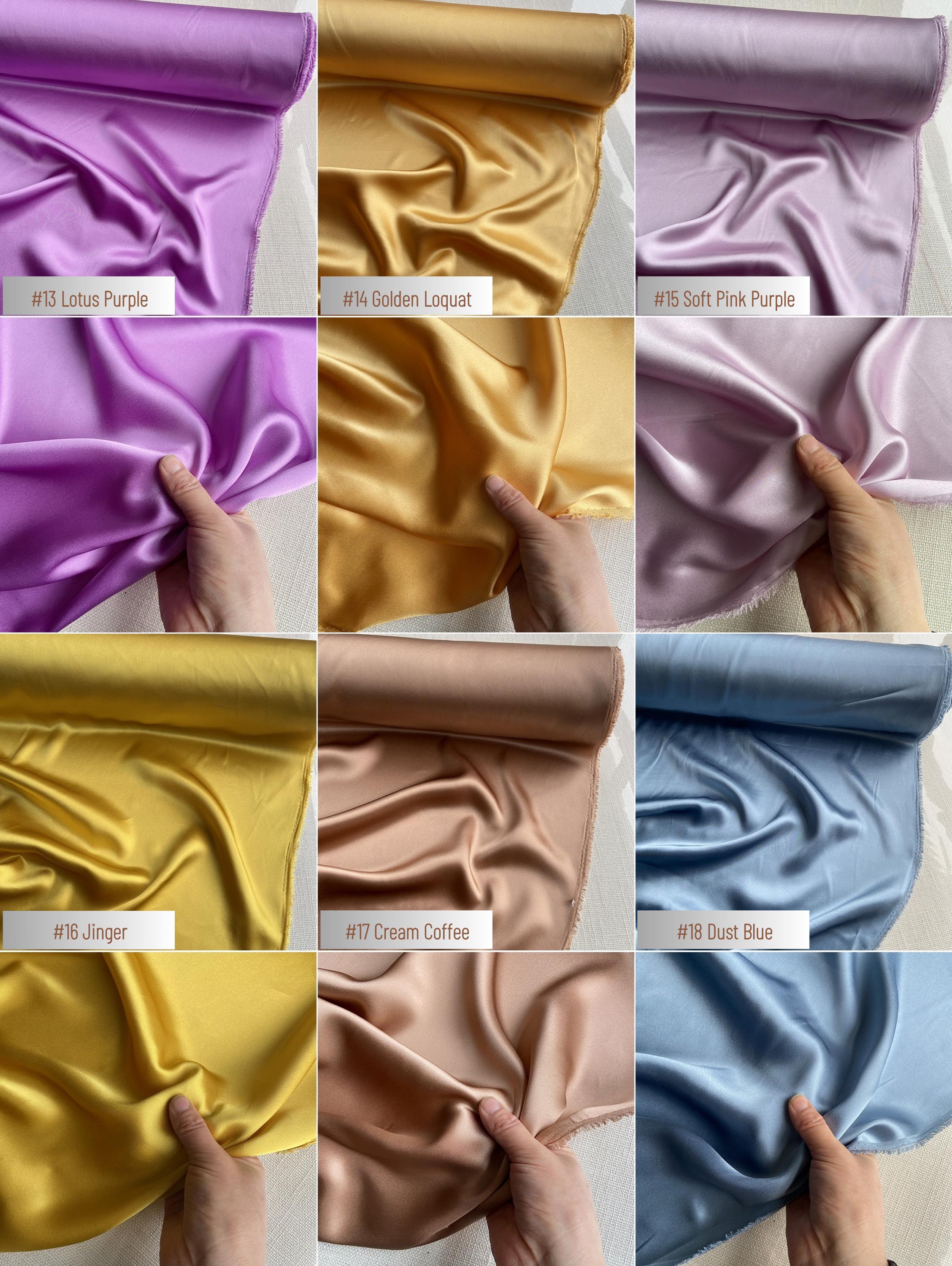 100% Silk Charmeuse, 19 Momme solid 60 colors, 114cm wide by the yard