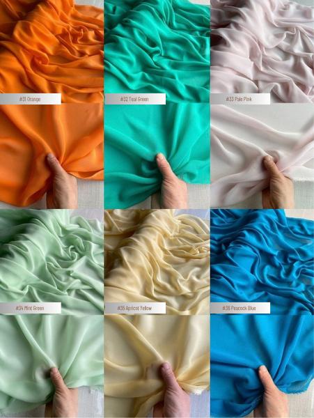 12 Momme Silk Georgette actual colors 31 to 36, English color names.