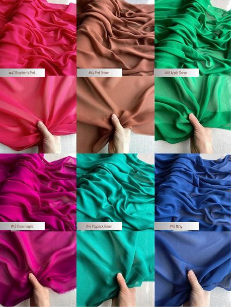 12 Momme Silk Georgette actual colors 43 to 48, English color names.