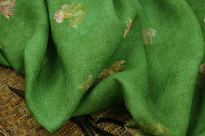 Emerald Blossom printed 100-count ramie fabric #Color_Emerald Blossom