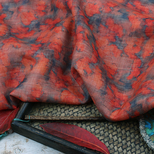 Red Ink printed 42-count ramie fabric #Color_Red Ink
